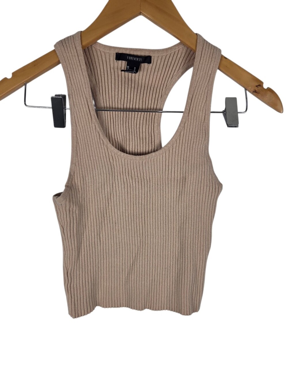 Forever 21 Ribbed Knit Tank Top - Taupe